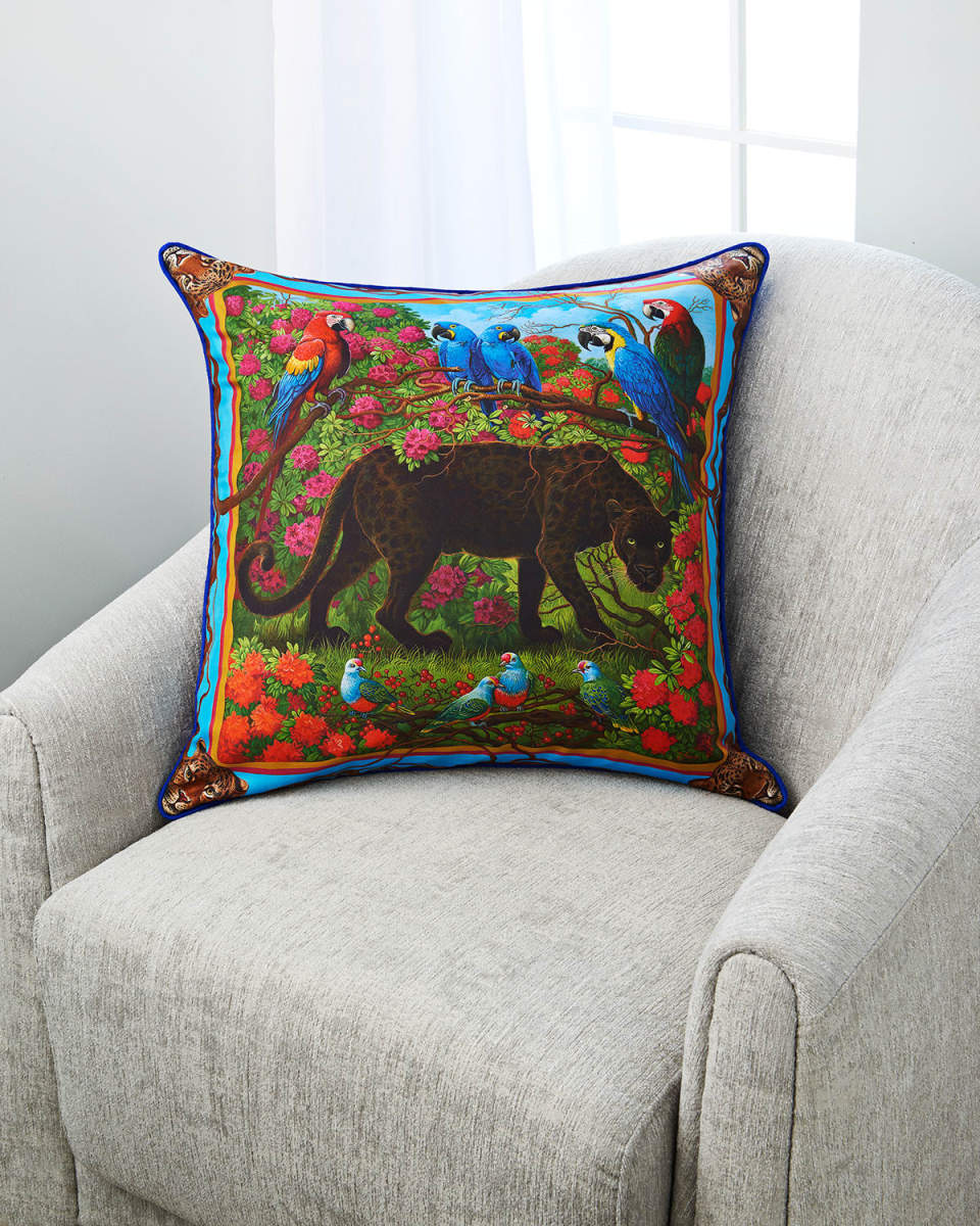 Black Spotted Panther Silk Pillow